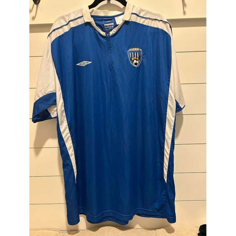 NWT Umbro AZSC Thunder Soccer Sideline Mens Poly Polo Shirt Royal Blue XXL
